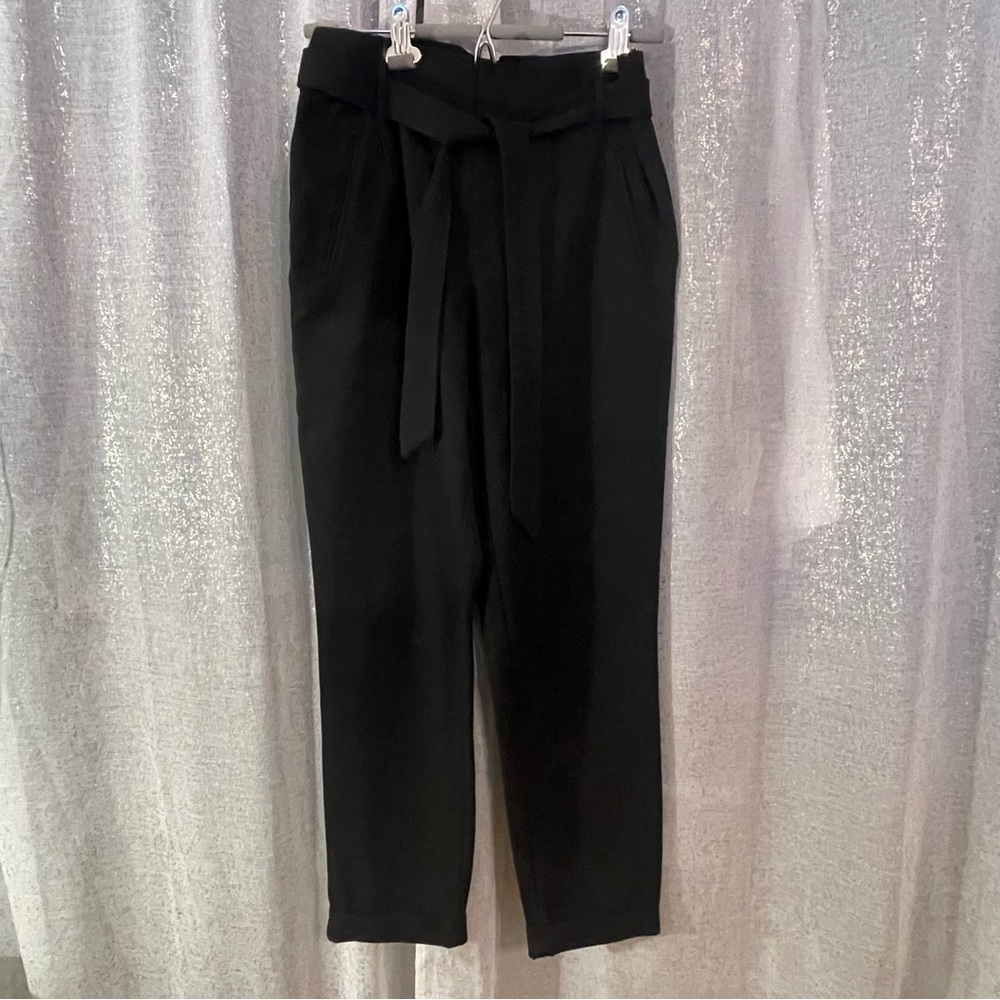 Zara Black Trousers with Tie Elastic waist size S or 26